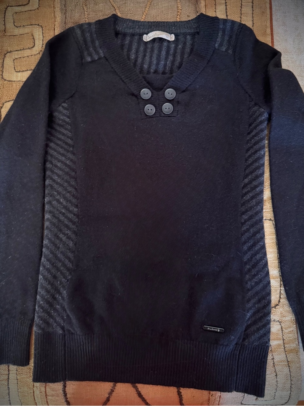 Smartwool Black V-Neck Button-Accent Sweater